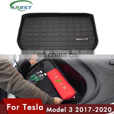 Carest Model3 Car Front Trunk Mat TPE Rubber Floor Tasteless For Tesla Model 3 Accessories Fit Argo Before Cargo Tray Waterproof