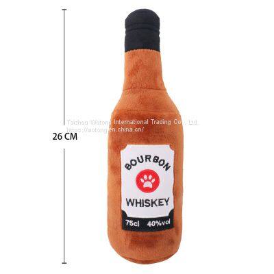 Wholesale Custom Eco Friendly Iq Training Plush Stuffed Whisky Bottle Shaped Squeaky Interactive Pet Toys Dog Chew Toys photo-4