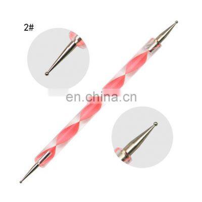 5Pcs/Set Pink Double-Ended Design Set Spiral Marble Pattern Point Dotting Pen Drawing Double Sided Nail Care Manicure Tool File photo-4
