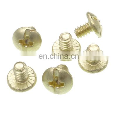 m4*6 wafer head gear brass copper serrated screws for electrical appliance