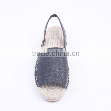 2016 Winter Autumn Flat Peep Toe Glitter Thick Espadrilles Sandals With Slingback photo-3