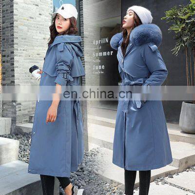 Women's Large Fur Collar Cotton-padded Jacket Women's Long Section Winter New Style Fashionable Over-the-knee One-coat Parkas photo-3