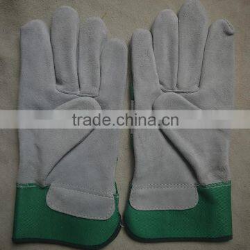 cow split leather safety working gloves, working leather gloves, gaozhou gloves