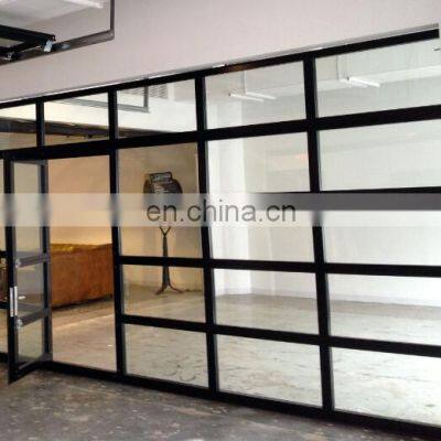 automatic aluminum alloy glass garage door with pedestrian door