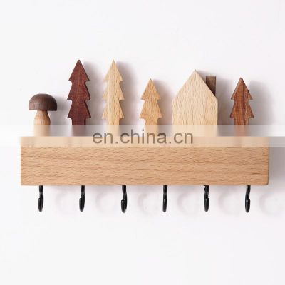 custom  assembled wood fashion key holder decorative wall shelf