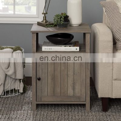 Grooved Door Nightstand 18 Inch Grey Wash