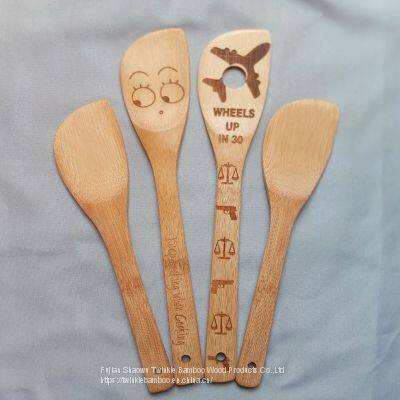 Wholesale bamboo kitchen tool custom bamboo utensil sets cooking utensils engraved