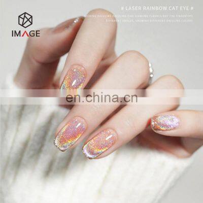 Brilliant Rainbow Silver Holographic Laser Unicorn Chrome Magnetic Nail Powder