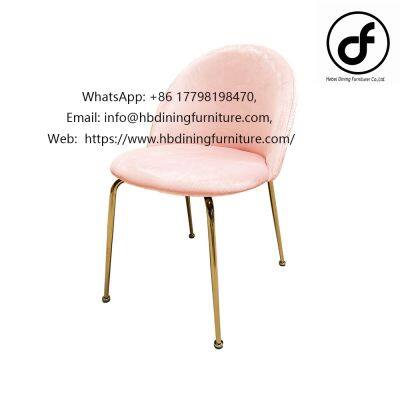 Velvet Pink Metal Leg Dining Chair