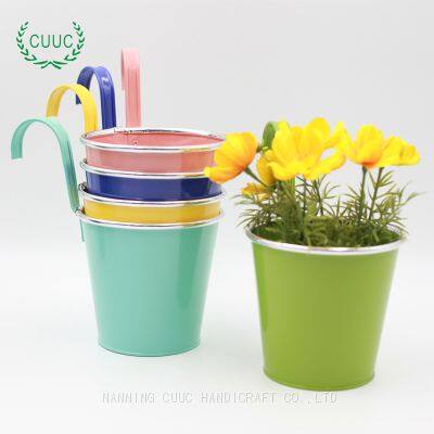 CUUC Tin Metal Hanging Flower Pot Flower Bucket Hanging Planter photo-2