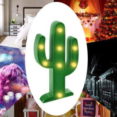 LED Cactus Table Night Lights Decor Lighting Lamp for Kids Bedroom Living Room Wall Holiday Party Home Decorations Green