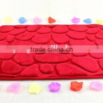 machine made modern stone design red coral fleece face mat