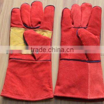 heat resistance welding glove/red gauntlet welding gloves