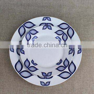 10.5 Inch Broadside Round Shape Porcelain White Glazed Blue Lotus Flower Decrated Inexpensive Hebei Factory 20PCS Ceramic Dinner photo-6