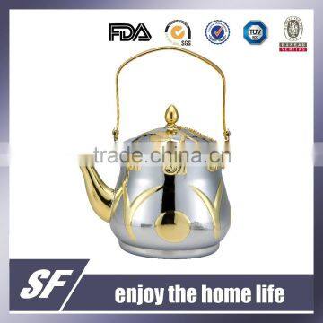 0.9 L Top Handle Chromium plating and gold plating Stainless Steel Tea Kettle/Tea Pot(SW-715 SG)