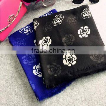 Wholesale Laies Fashion Linen Cotton Rose Flower Print Shawl