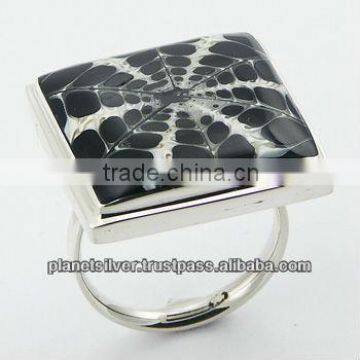 Fabulous Jewelry Design Square Spider Shell Ring 925 Silver