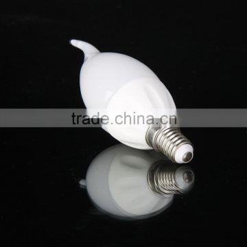 Competitive price ceramic e14 1.5w smd3528 milky candle lamp with tail