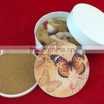 Hand-made gift box packing Round Drink Coaster set