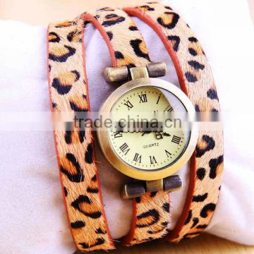 leopard print quartz voguel long wrap watches