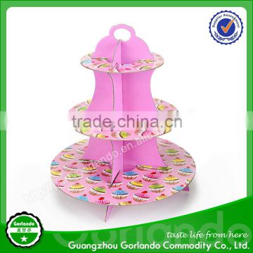 Wholesale 3 layer printing cardboard party cup cake stand