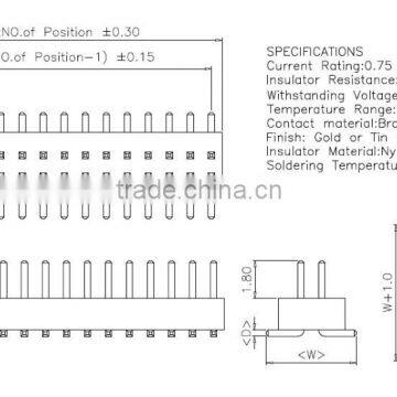 PH1.0 double row double pin right angle Pin header SMT connector