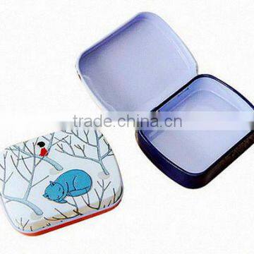 Mini cute hinged lid tin box