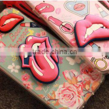 3D Soft Mouth Lip Fahion Printing Case for Iphone 6 Hot Selling 2015