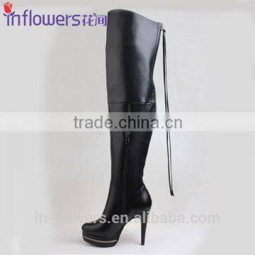 OEM handmade fashion leather women winter boots overknee wholesale