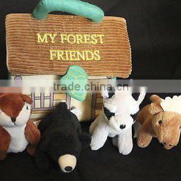 baby toddler sound toy/ plush woodland animals tote