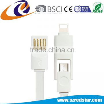 Hot sale 2 in 1 5pin 8pin dual head data charge usb cable