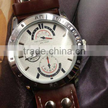 Custom Brand Fashion Leather Strap Men Sport Wrist Watches With Waterproof