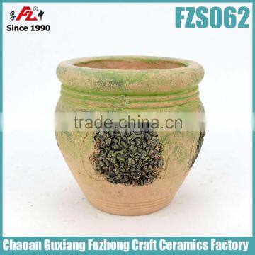 Natural moss round terracotta flower pot