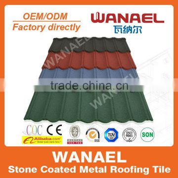 Wanael roof tile factory/economic light weight classic stone coated metal roof tile