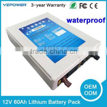 Deep Cycle 12V 60AH Lithium Battery Recharge lipo Li ion Storage Auto Electric E-bike Battery Pack Large Capacity