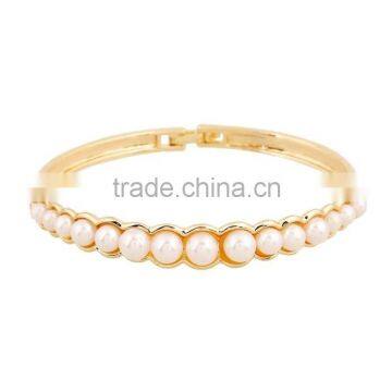 Gold alloy bracelet European style simple round pearl bracelets