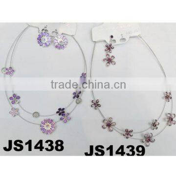 cheap fashion flower necklace earrings jewelry set