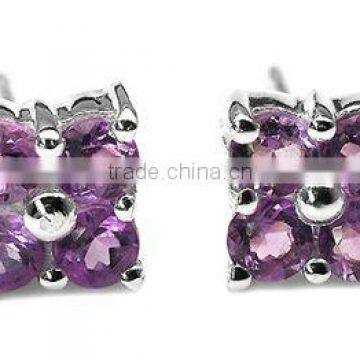 1.20ctw Genuine Amethyst Round .925 Sterling Silver Stud Earrings