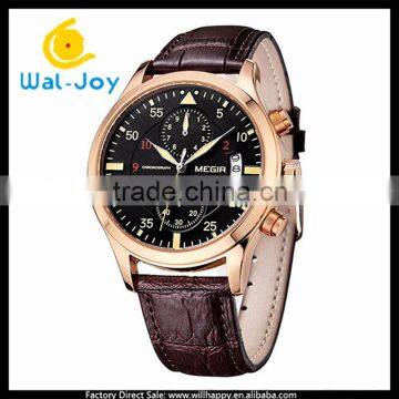WJ-5511 Complete Calendar Multifunction Megir Brand Genuine Leather Men Waterproof Watch photo-5
