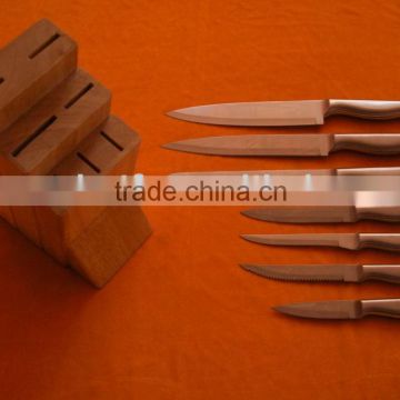 Stainless Steel Knife Set -7Pcs With Wooden Block