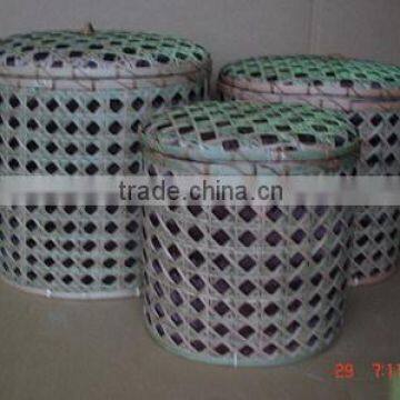 Bamboo Basket With Fabric inside and Handle