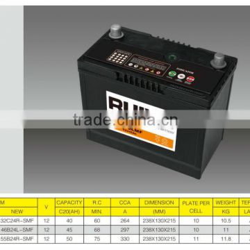 high quality MF lead acid car battery for export 12V50AH (JIS)