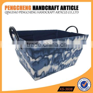 Trapezoid blue color print polyester material storage boxes