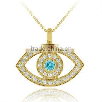Fanshion Blue Cubic Zirconia Evil Eye Necklace Vners