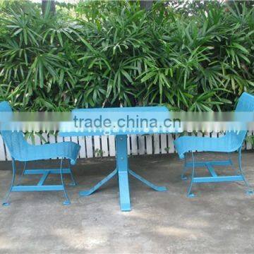 Powder coated steel picnic table with chairs metal outdoor table and chairs