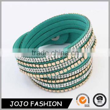 Fashion Handmake Resin Women Multi-layer Velvet Leather Bracelet