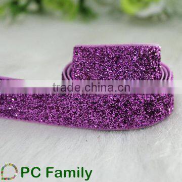 5/8" lavender Glitter Elastic Ribbon hair tie DIY Ribbon