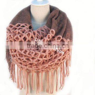Women's Pashmina Blend Chunky Ribbed Knit Winter Infinity Circle Scarf Cowl Knited Scarf photo-5