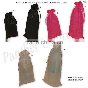 Bottle sleeve for packing of wine bottle