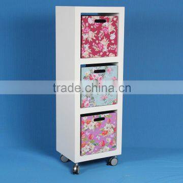 Wooden Antique Filing Cabinet With 3 Drawers with wheels